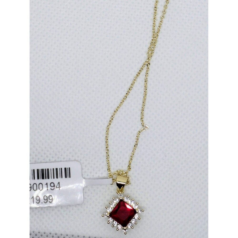 Womens Brand new (W/ Tag) Fine Red Halo Cz Corundum Pendant W/ 16-18in. Chain - Picture 9 of 12